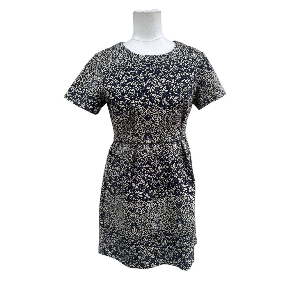 HM Womens Navy Ivory Floral Medallion Fit & Flare Mini Dress Size 10